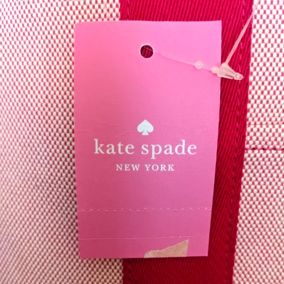 KATE SPADE Pink Kip Large CANVAS TOTE with Spade Charm and Signature Strap - Picture 12 of 17